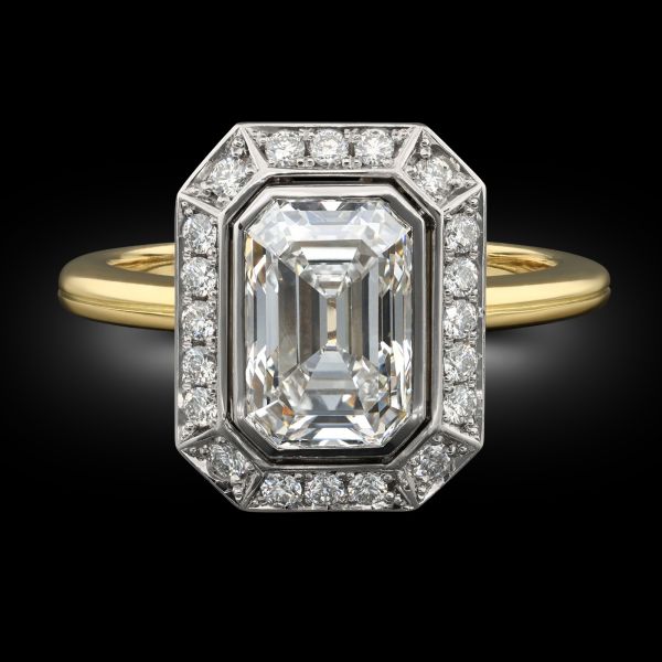 2.07ct Emerald Cut Diamond Halo Ring