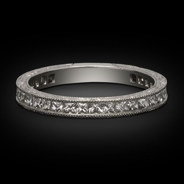 2.5mm Square French Cut Diamond and Platinum Eternity Band