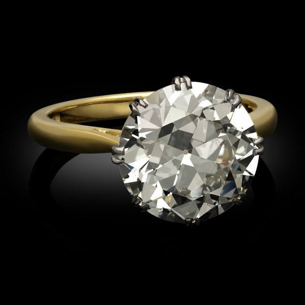 4.87ct Old European Brilliant Cut Diamond and Yellow Gold Solitaire Ring