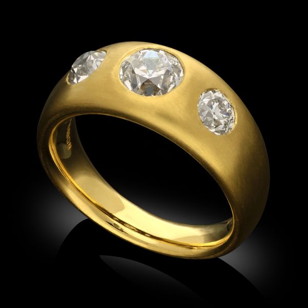 Three Stone Diamond Gypsy Set Ring in 22ct Yellow Gold