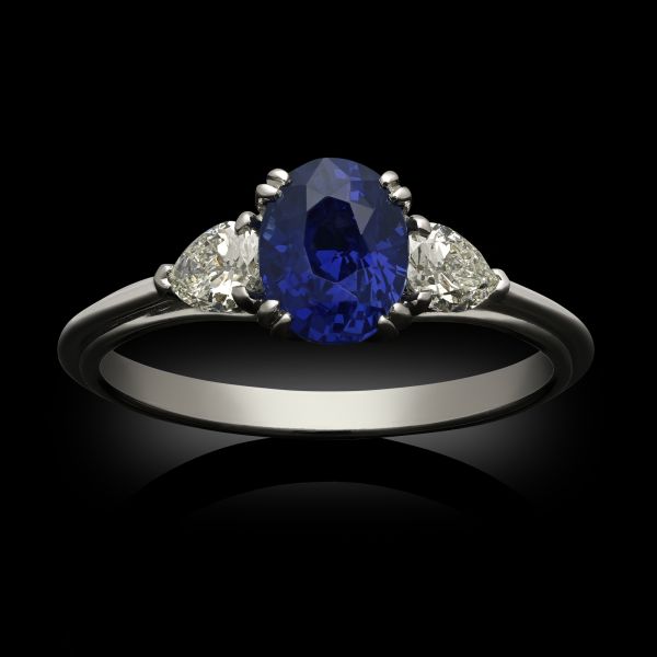 1.21ct Royal Blue Sapphire & Diamond Ring
