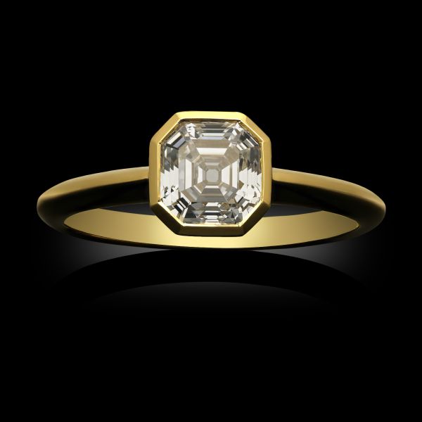 1.04ct Old Asscher Cut Diamond Solitaire Ring