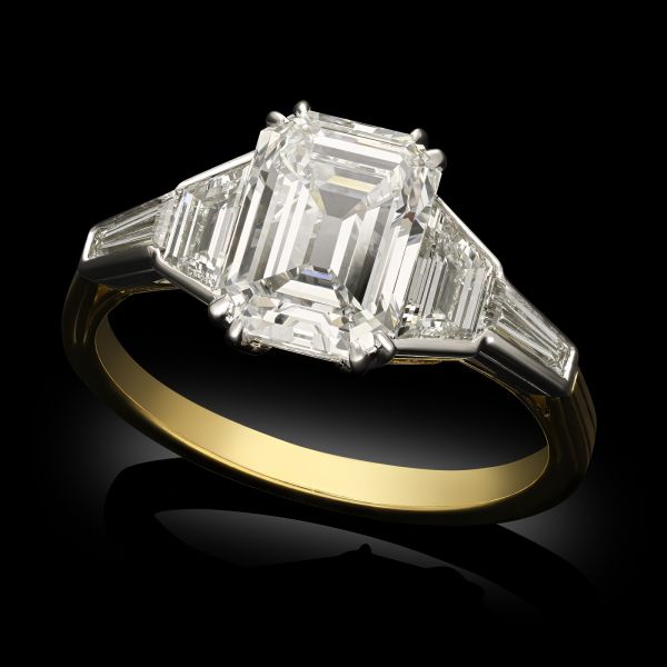 2.14ct Emerald Cut Diamond & Platinum Ring