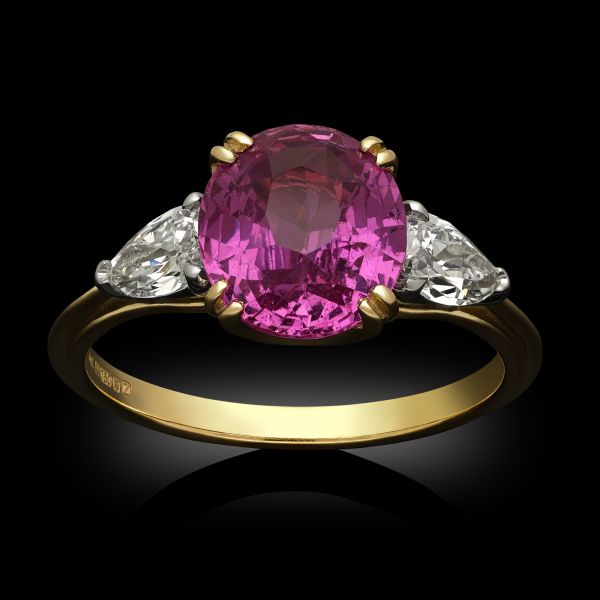 3.01ct Pink Sapphire & Diamond Ring in 18ct Yellow Gold