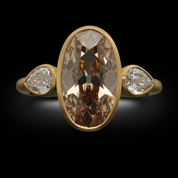 3.01ct Fancy Champagne Moval Diamond Ring