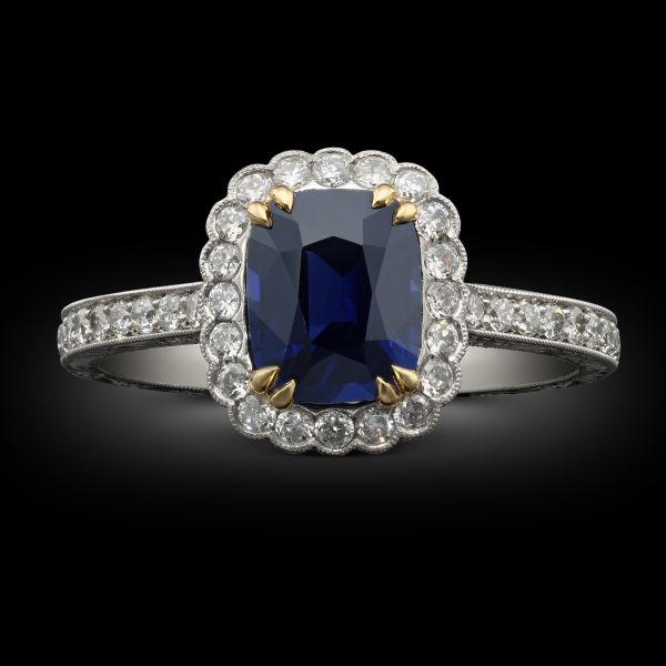 1.55ct Ceylon Sapphire & Diamond Halo Ring