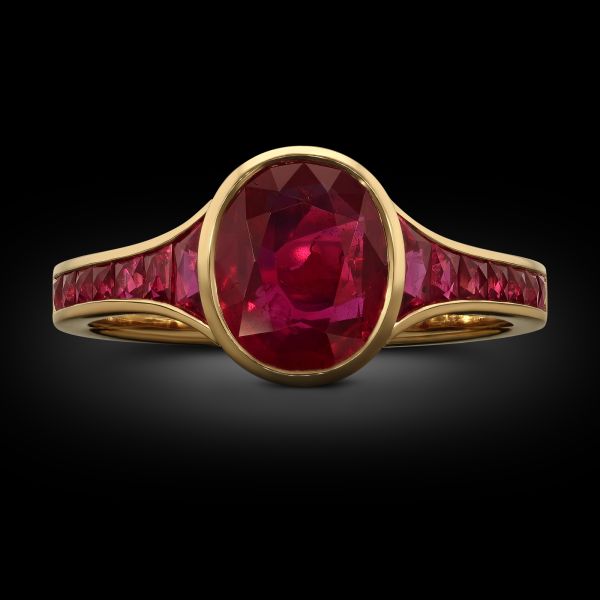 1.81ct Oval Burmese Ruby Ring In 18ct Yellow Gold