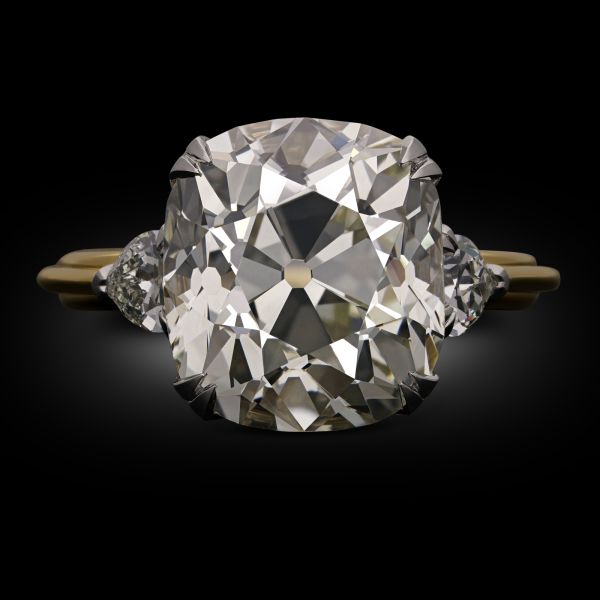 7.50ct Old Mine Cushion Cut Diamond Ring