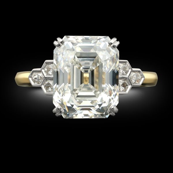 5.24ct Antique Elongated Asscher Cut Diamond Ring