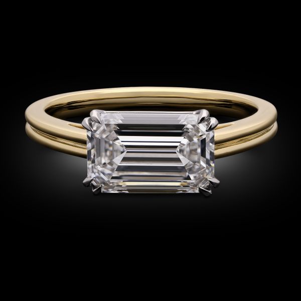 2.06ct Emerald Cut Diamond East-West Solitaire Ring