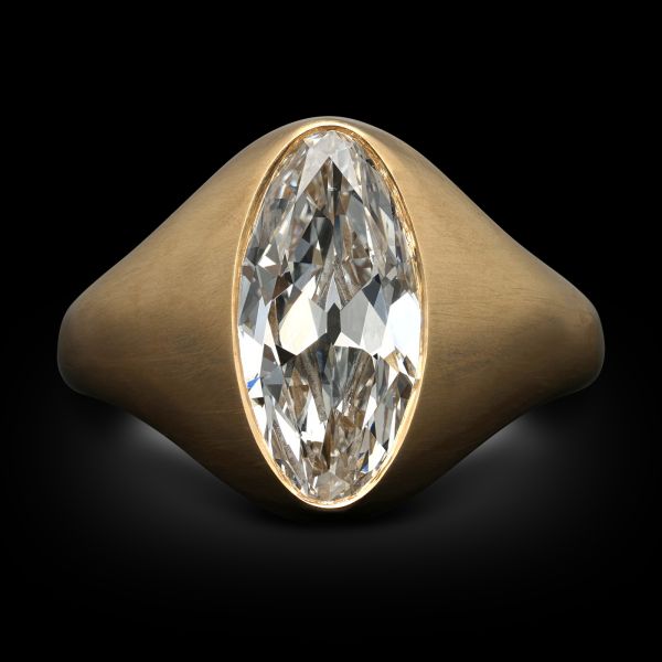 1.90ct Antique Moval Cut Diamond Gypsy Set Ring