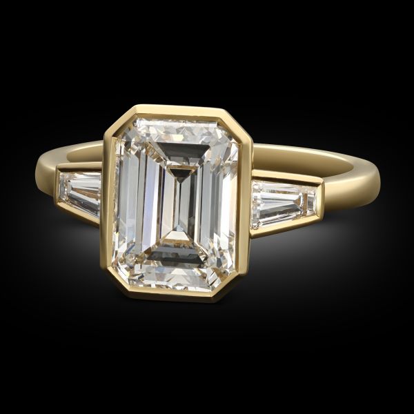 2.81ct Emerald Cut Diamond & 18ct Yellow Gold Ring