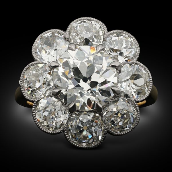 2.78ct Old European Cut Diamond Cluster Ring