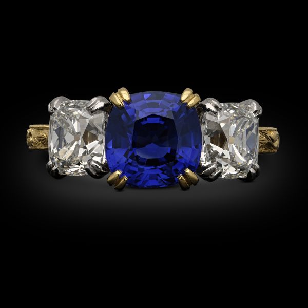 2.45ct Ceylon Sapphire & Diamond Three Stone Ring