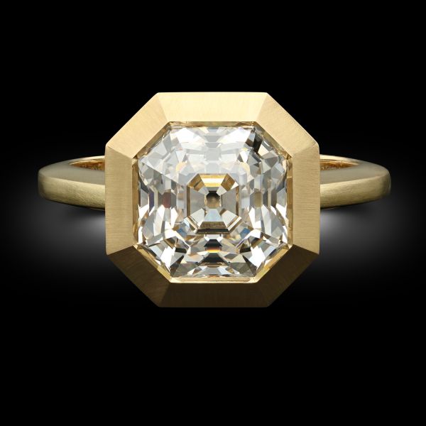 3.30ct Asscher Cut Champagne Diamond Solitaire Ring
