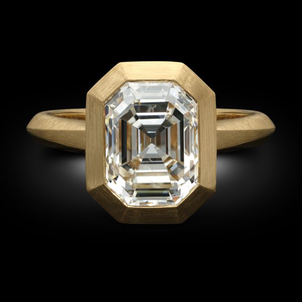 3.25ct Elongated Asscher Cut Diamond Solitaire Ring