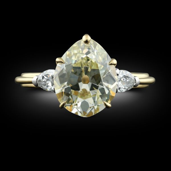 3.18ct Yellow Pear Cut Diamond Ring