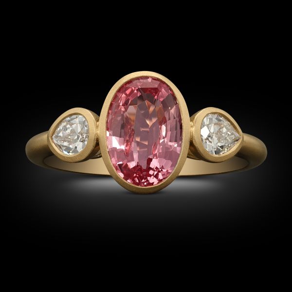 1.54ct Padparadscha Sapphire & Diamond Ring