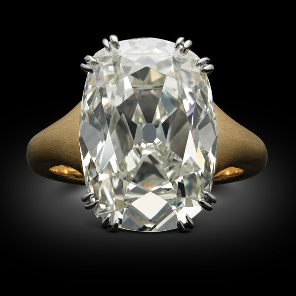 9.86ct Elongated Old Mine Cut Diamond Solitaire Ring
