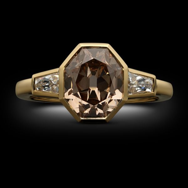 2.16ct Fancy Colour Octagonal Brilliant Cut Diamond Ring