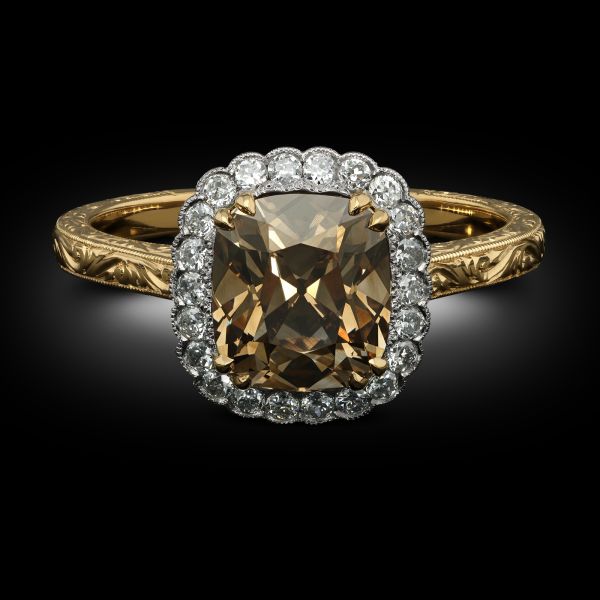 1.88ct Fancy Colour Old Mine Cut Diamond Cluster Ring