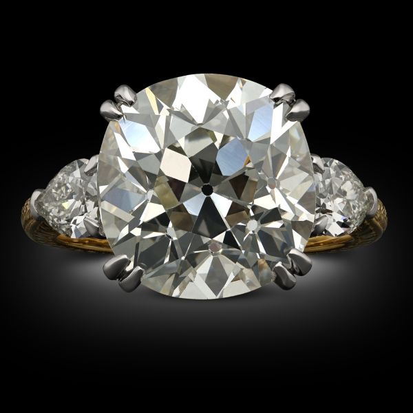 7.53ct Old Mine Cushion Cut Diamond Ring