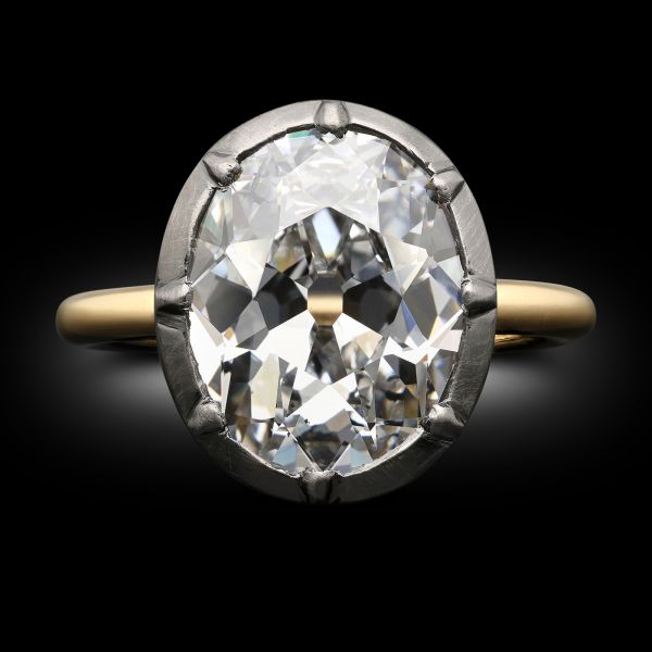 4.40ct Oval Cut Diamond Solitaire Georgian Revival Ring
