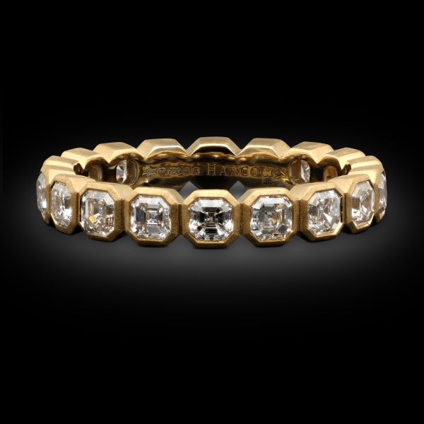 Asscher Cut Diamond Eternity Ring In 18ct Yellow Gold