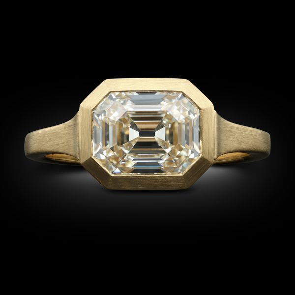 2.09ct Emerald Cut Diamond East-West Bezel Set Ring