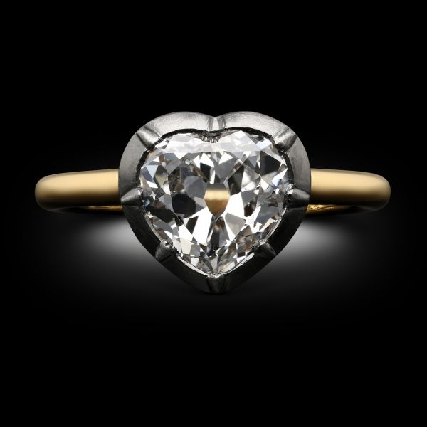 1.87ct Heart Shape Diamond Georgian Revival Solitaire Ring
