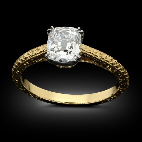 1.00ct Old Mine Cut Diamond Solitaire Ring