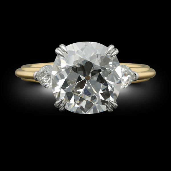 3.83ct Old Mine Cushion Cut Diamond Ring