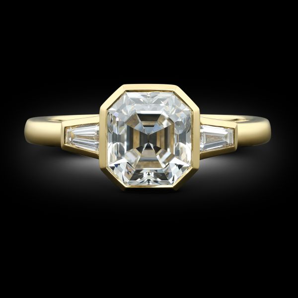 1.90ct Asscher Cut Diamond Bezel Set Ring
