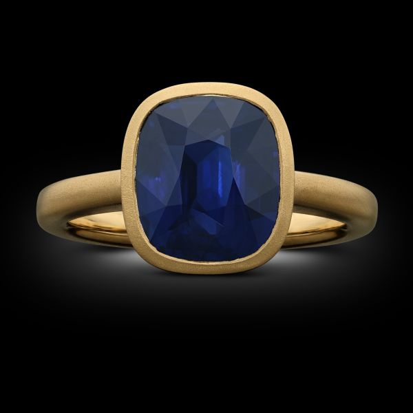 4.55ct Blue Sapphire Bezel Set Solitaire Ring