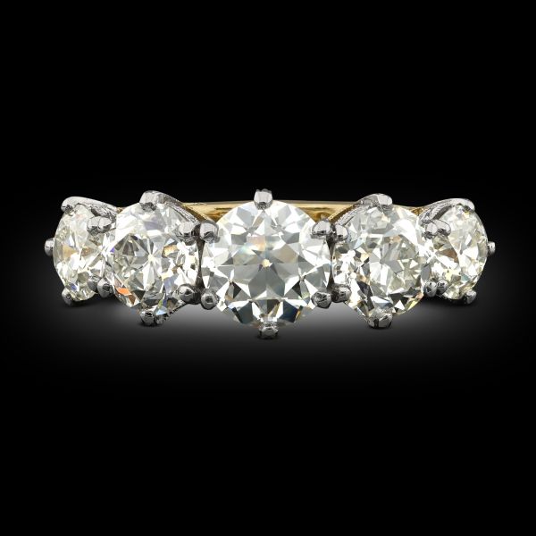 3.21ct Old European Cut Diamond Five Stone Ring