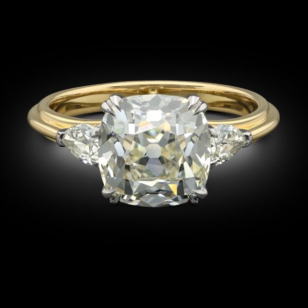 3.07ct Old Mine Cushion Cut Diamond Ring