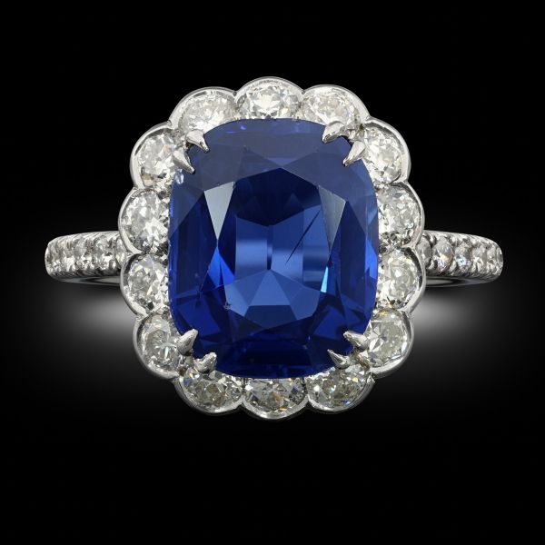 3.79ct Kashmir Sapphire & Diamond Halo Ring