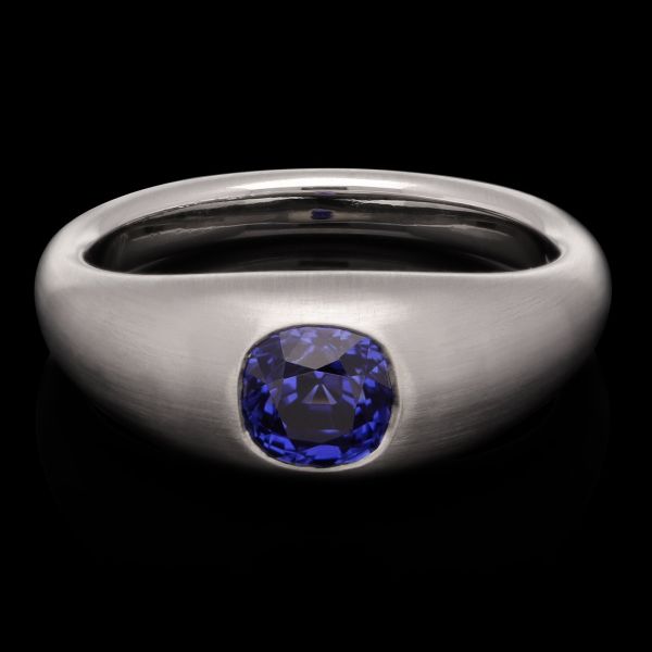 1.95ct Ceylon Sapphire and Brushed Platinum Gypsy Set Ring