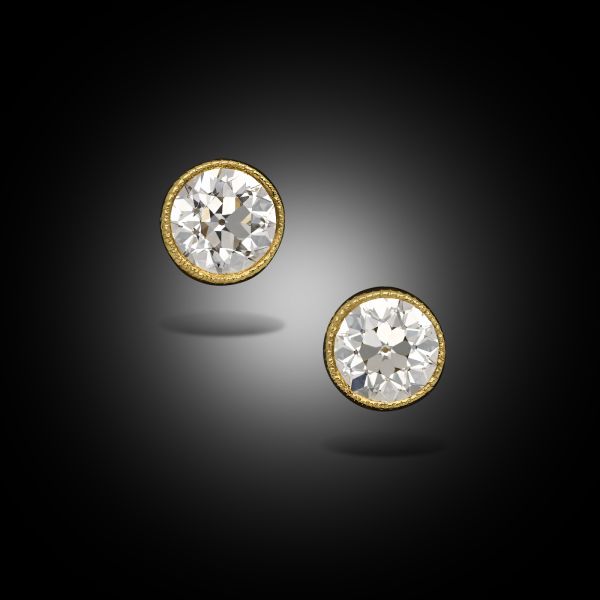 0.50ct Old European Cut Diamond & 18ct Yellow Gold Stud Earrings