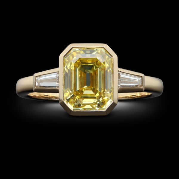2.05ct Fancy Colour Emerald Cut Diamond Ring