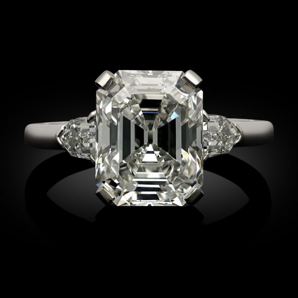 4.06ct Elongated Asscher Diamond & Platinum Ring