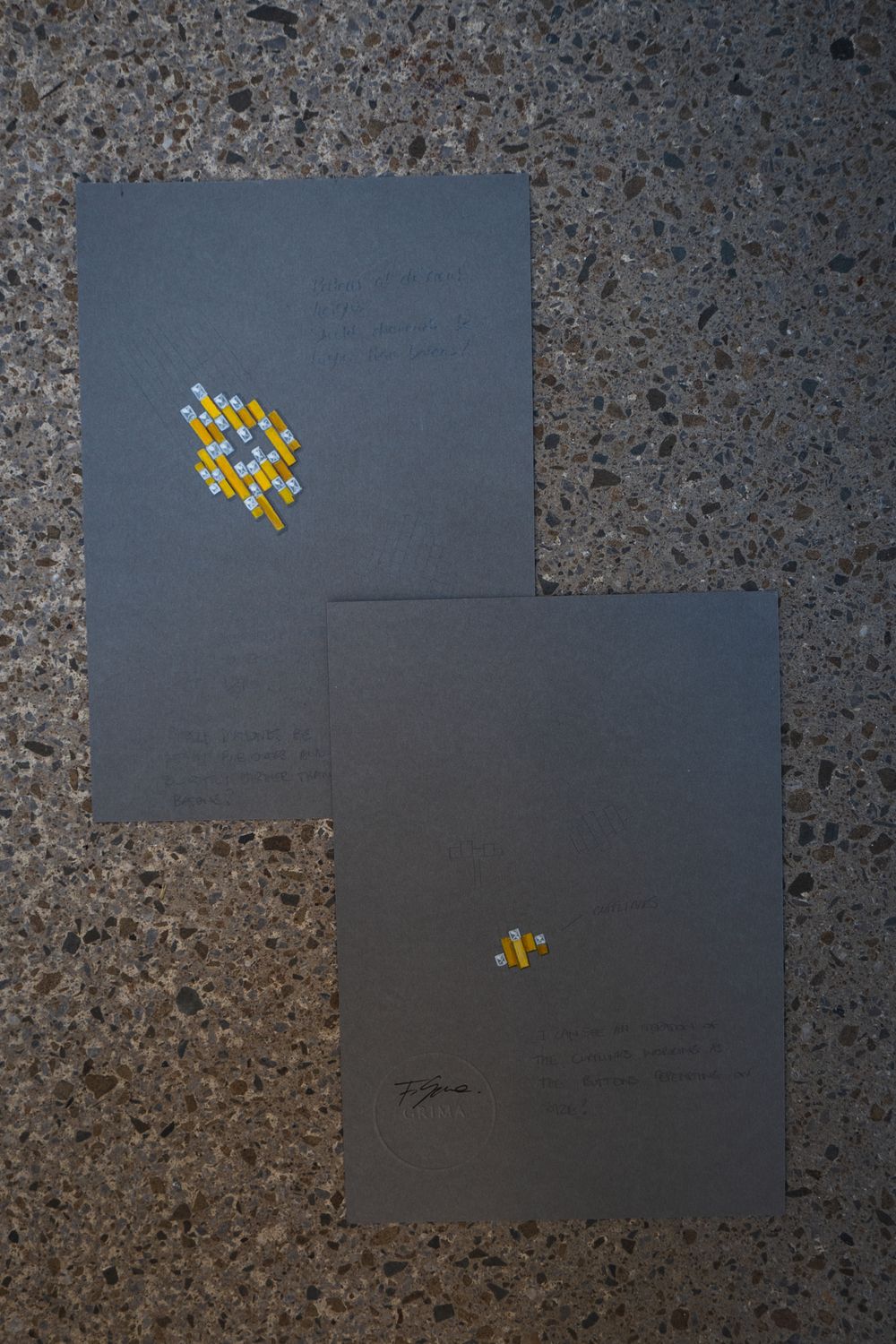 Francesca Grima's design drawings for the Dress Set